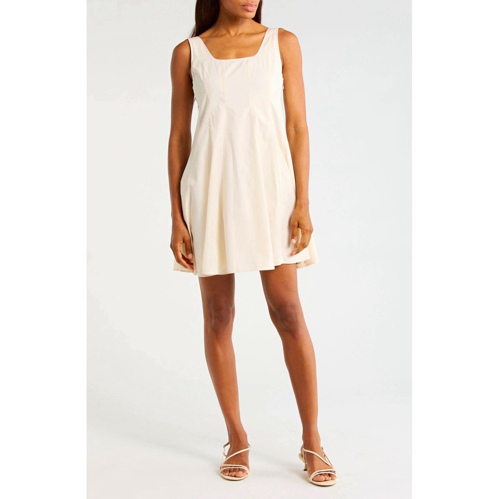 Theory NWT Sleeveless Poplin Skater Dress Ivory Msrp $395 sz 8